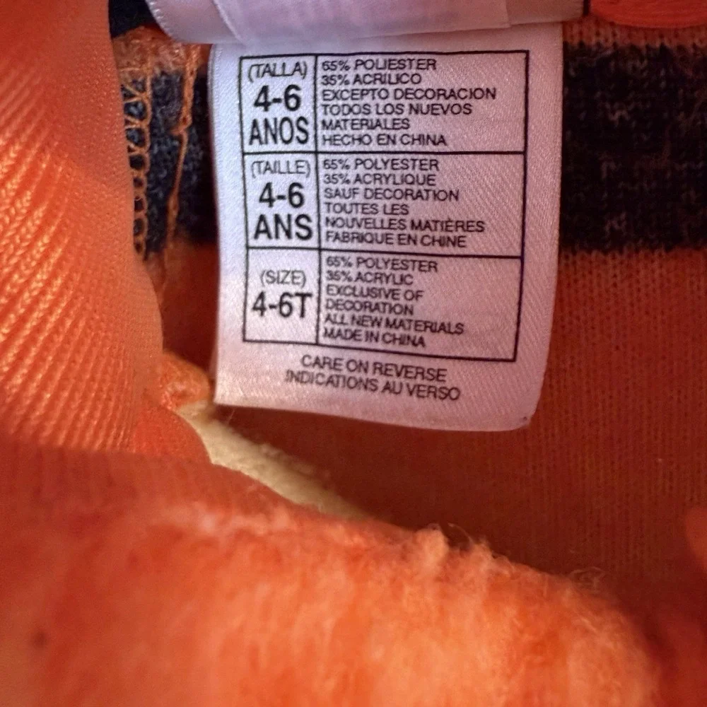 DISNEY STORE Tigger Kids Costume Size 4-6 Orange Full Body Fleece Warm Fast Ship
